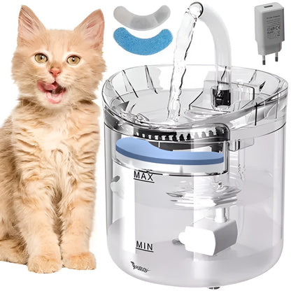 Adapator si Fantana pentru Animale 2in1 IdealStore, Dimensiune 16,5 x 22 cm, Capacitate 2l, Filtru cu 3 Straturi, Curatare Usoara, Transparent