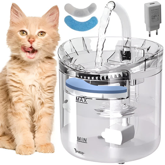 Adapator si Fantana pentru Animale 2in1 IdealStore, Dimensiune 16,5 x 22 cm, Capacitate 2l, Filtru cu 3 Straturi, Curatare Usoara, Transparent