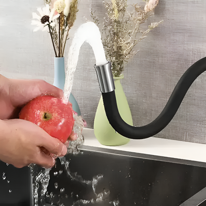 Baterie Rotativa Flexibila 360 idealSTORE, Material Silicon, Otel inoxidabil, Inaltime Reglabila, Aerotor Desurubat, Rezistent la Decolorare si Deteriorare, Previne Depuneri de Calcar, Economiseste 80% din Apa