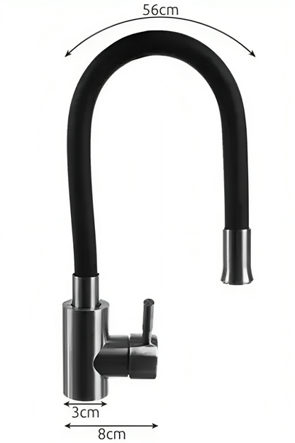 Baterie Rotativa Flexibila 360 idealSTORE, Material Silicon, Otel inoxidabil, Inaltime Reglabila, Aerotor Desurubat, Rezistent la Decolorare si Deteriorare, Previne Depuneri de Calcar, Economiseste 80% din Apa