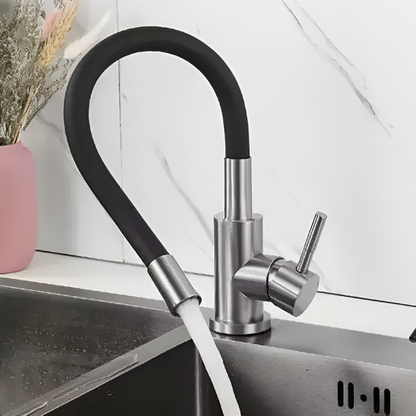 Baterie Rotativa Flexibila 360 idealSTORE, Material Silicon, Otel inoxidabil, Inaltime Reglabila, Aerotor Desurubat, Rezistent la Decolorare si Deteriorare, Previne Depuneri de Calcar, Economiseste 80% din Apa