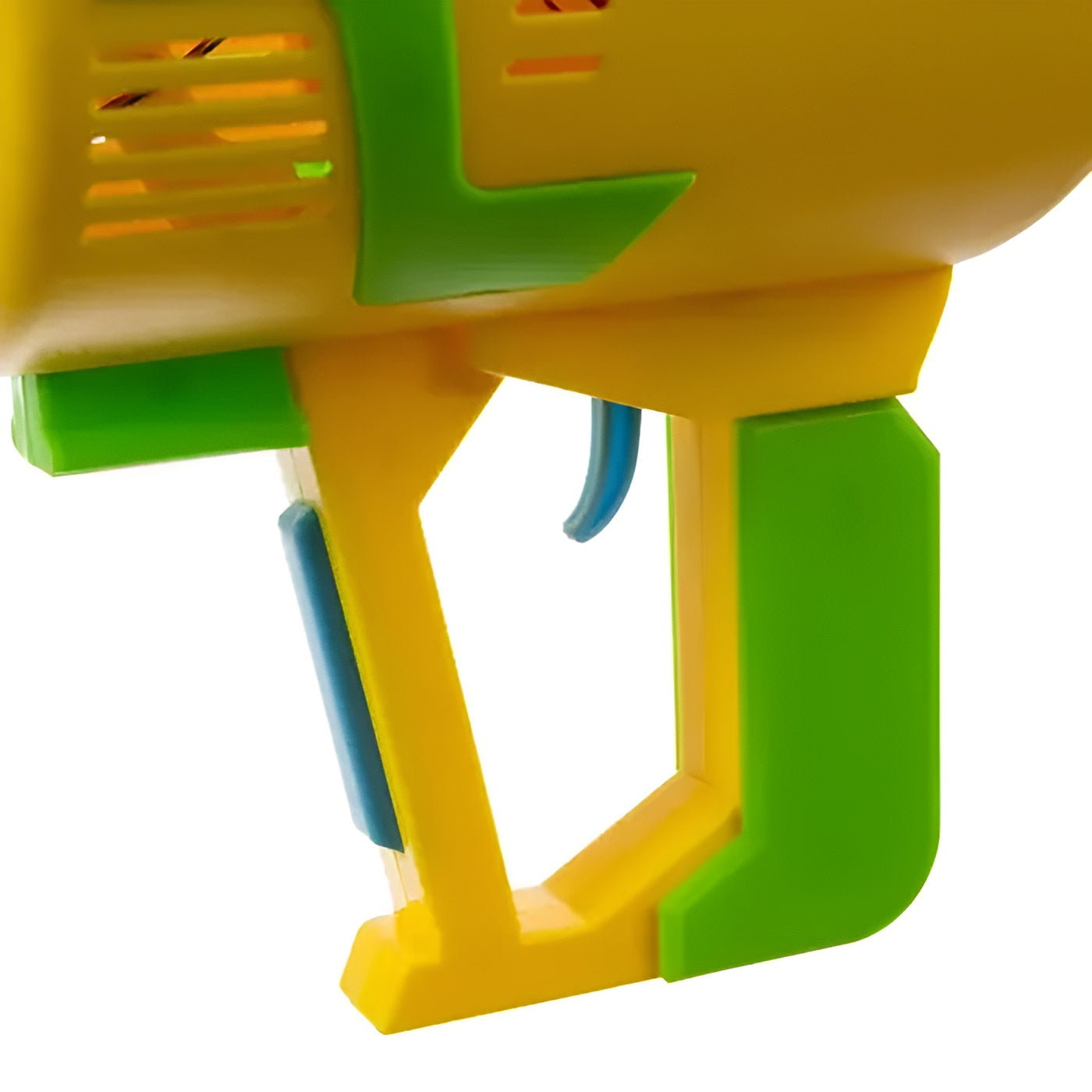 Pistol cu baloane de sapun BUBBLE SOAP IdealStore, Capacitate suport lichid 150ml, Are 48 de gauri pentru bule, Contine un recipient cu lichid, Iluminare LED, Incarcare prin cablu USB