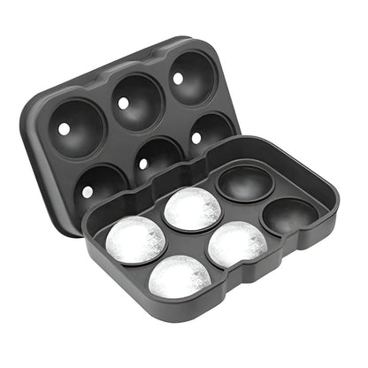 Forme de Silicon Hot Summer IdealStore, Reutilizabil, Pentru 6 Sfere cu Diametru 4 cm si 6 Cuburi 4,8 x 4,8 x 4,8 cm, Capac Inclus, Perfecte Pentru Coktailuri, Culoare Negru