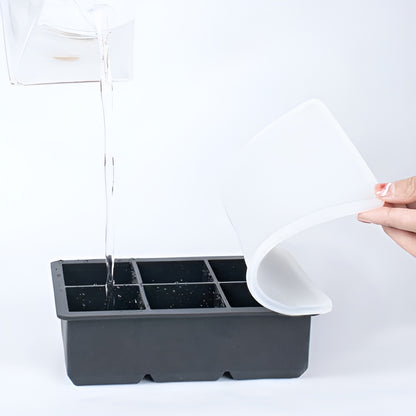 Forme de Silicon Hot Summer IdealStore, Reutilizabil, Pentru 6 Sfere cu Diametru 4 cm si 6 Cuburi 4,8 x 4,8 x 4,8 cm, Capac Inclus, Perfecte Pentru Coktailuri, Culoare Negru