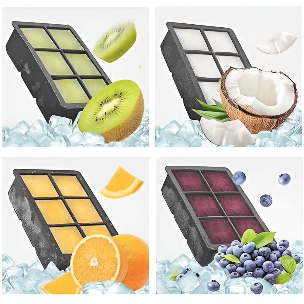 Forme de Silicon Hot Summer IdealStore, Reutilizabil, Pentru 6 Sfere cu Diametru 4 cm si 6 Cuburi 4,8 x 4,8 x 4,8 cm, Capac Inclus, Perfecte Pentru Coktailuri, Culoare Negru