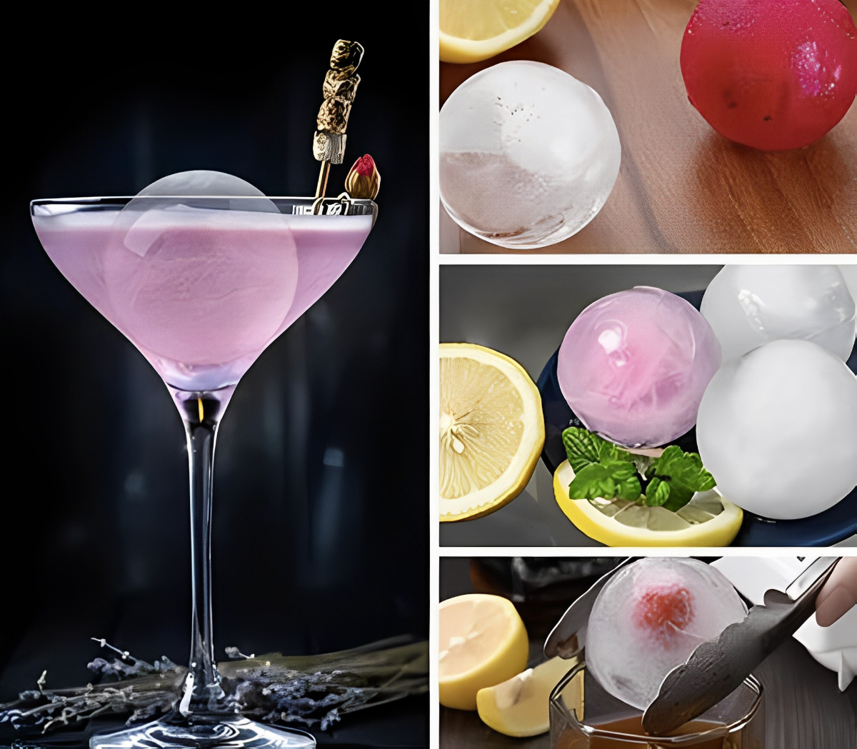 Forme de Silicon Hot Summer IdealStore, Reutilizabil, Pentru 6 Sfere cu Diametru 4 cm si 6 Cuburi 4,8 x 4,8 x 4,8 cm, Capac Inclus, Perfecte Pentru Coktailuri, Culoare Negru