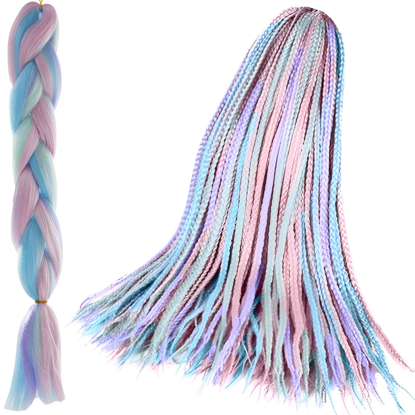 Extensie de Par Sintetic Ombre Blue IdealStore, Pentru impletituiri sau Cozi, Lungime 60 cm, Greutate 100g, Rezistenta la radiatii UV si temperaturi ridicate, Se pot coafa cu placa, ondulatorul sau peria