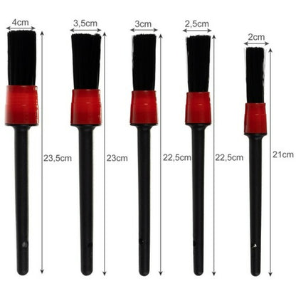 Set 5 Pensule idealSTORE Pentru Detailing si Curatare Interior-Exterior Auto, 5 Dimensiuni diferite pentru curatarea, Caroseriei, Ventilatie, Tapiterie, Bord si Spatii Greu Accesibile, Laveta moale din Microfibra