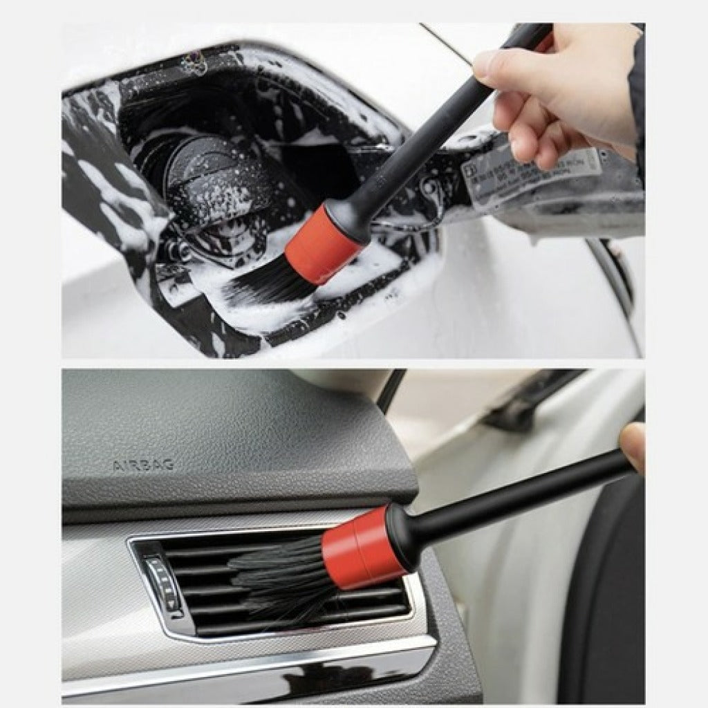 Set 5 Pensule idealSTORE Pentru Detailing si Curatare Interior-Exterior Auto, 5 Dimensiuni diferite pentru curatarea, Caroseriei, Ventilatie, Tapiterie, Bord si Spatii Greu Accesibile, Laveta moale din Microfibra