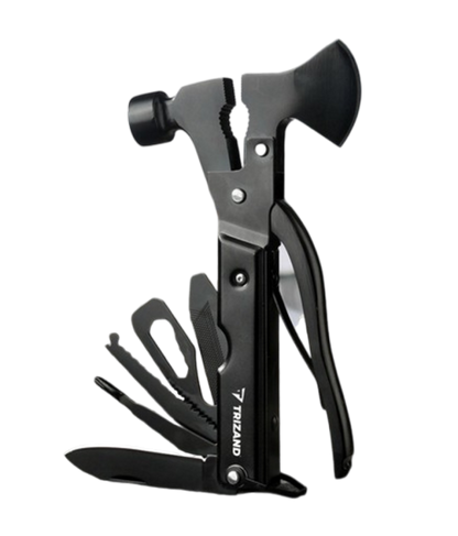 Unelta Profesionala Multifunctionala idealSTORE, Include 17 instrumente diferite, Topor, Cleste, Ciocan, Cutit, Surubelnita, Deschizator de Sticle, Ferastrau, Racleta pentru Peste, Husa de Protectie, Carlig pentru atasare la Curea sau Rucsac