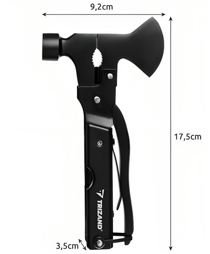 Unelta Profesionala Multifunctionala idealSTORE, Include 17 instrumente diferite, Topor, Cleste, Ciocan, Cutit, Surubelnita, Deschizator de Sticle, Ferastrau, Racleta pentru Peste, Husa de Protectie, Carlig pentru atasare la Curea sau Rucsac