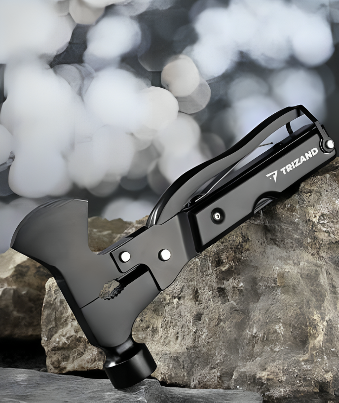 Unelta Profesionala Multifunctionala idealSTORE, Include 17 instrumente diferite, Topor, Cleste, Ciocan, Cutit, Surubelnita, Deschizator de Sticle, Ferastrau, Racleta pentru Peste, Husa de Protectie, Carlig pentru atasare la Curea sau Rucsac