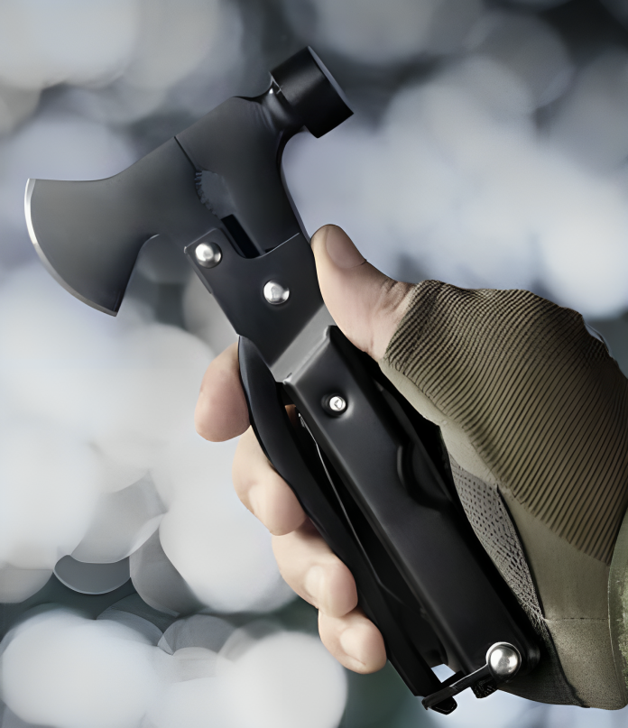 Unelta Profesionala Multifunctionala idealSTORE, Include 17 instrumente diferite, Topor, Cleste, Ciocan, Cutit, Surubelnita, Deschizator de Sticle, Ferastrau, Racleta pentru Peste, Husa de Protectie, Carlig pentru atasare la Curea sau Rucsac