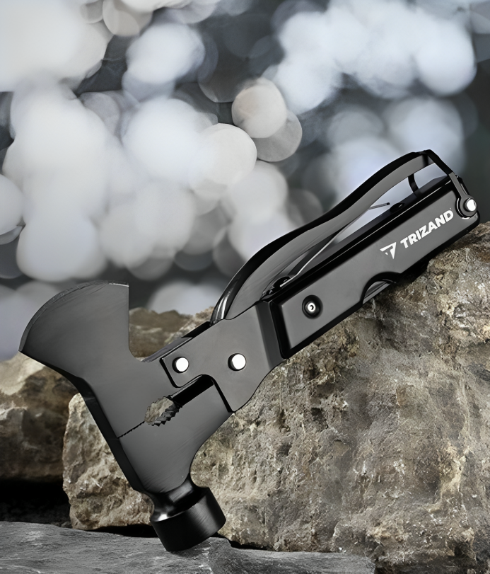 Unelta Profesionala Multifunctionala idealSTORE, Include 17 instrumente diferite, Topor, Cleste, Ciocan, Cutit, Surubelnita, Deschizator de Sticle, Ferastrau, Racleta pentru Peste, Husa de Protectie, Carlig pentru atasare la Curea sau Rucsac