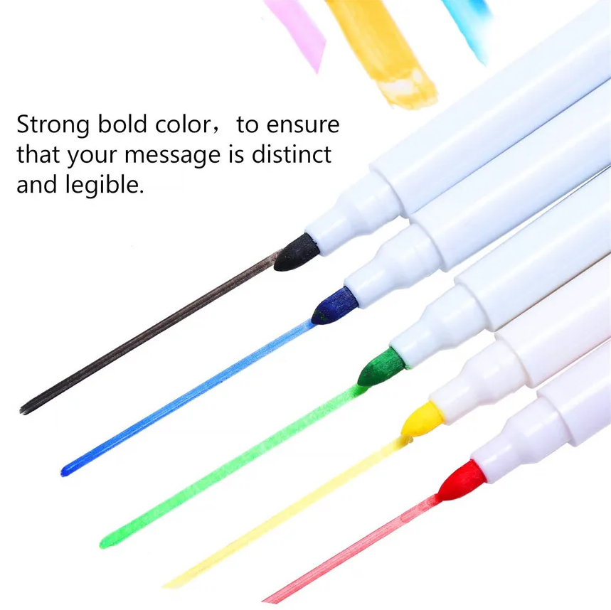 Set 12 Markere idealSTORE cu Stergere Uscata cu Magnet, Dimensiuni 11,5 x 1,2 cm, Miros Redus, NON-TOXIC, Include 6 culori, Albastru, Galben, Rosu, Negru, Roz si Verde, Utilizati pe diverse suprafete, Sticla, Ceramica, Metal sau Plastic