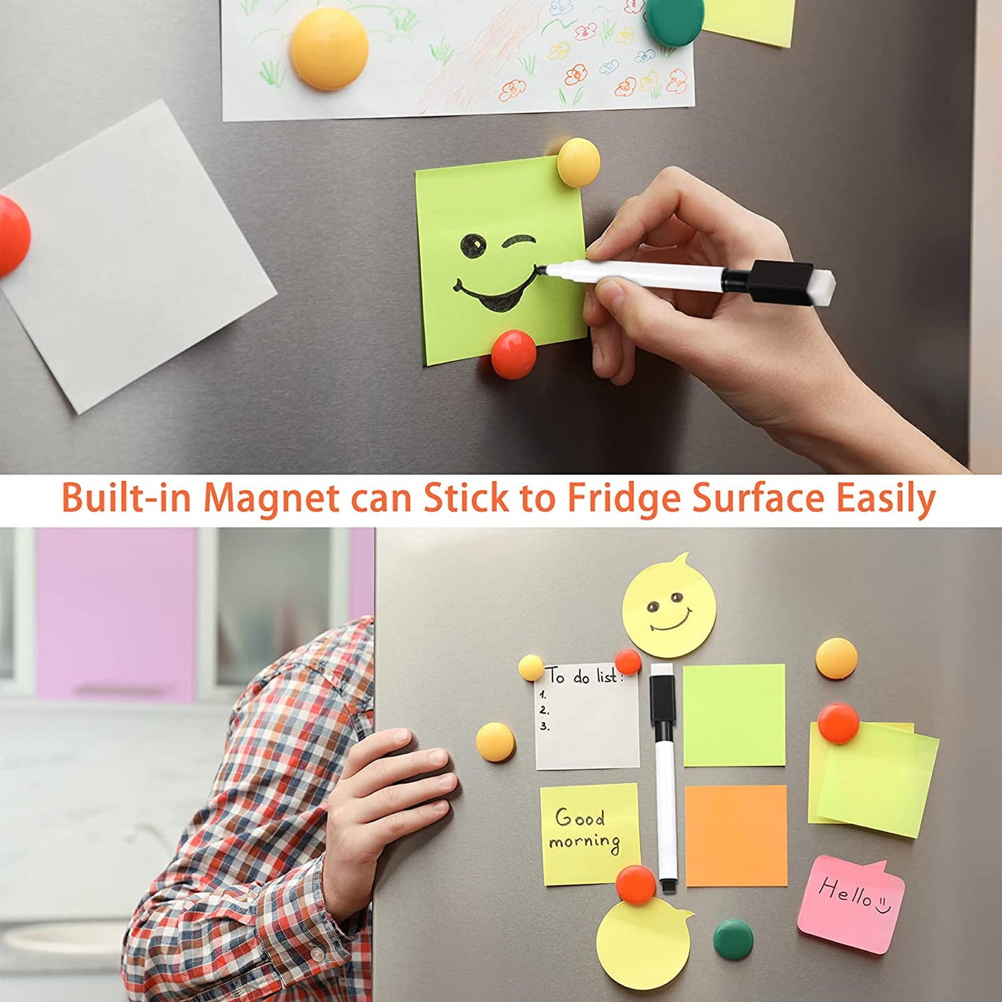 Set 12 Markere idealSTORE cu Stergere Uscata cu Magnet, Dimensiuni 11,5 x 1,2 cm, Miros Redus, NON-TOXIC, Include 6 culori, Albastru, Galben, Rosu, Negru, Roz si Verde, Utilizati pe diverse suprafete, Sticla, Ceramica, Metal sau Plastic