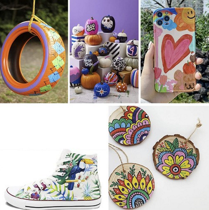 Set 12 Markere Acrilice idealSTORE, Dimesiuni 13, 5 x 1 cm, NON-TOXIC, Fara Miros, Uscare Rapida, Varf de Nylon, Extrafin de 0, 7 mm, Include 12 culori, Utilizati pe diverse suprafete, Roci, Metal, Ceramica, Lemn, Plastic, Panza, Tesatura, Hartie, Argila