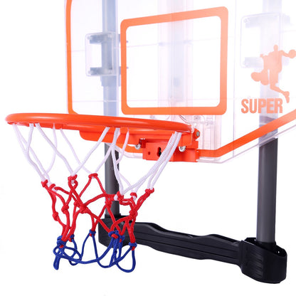 Cos de Baschet idealSTORE, Super Basketball Dimensiuni 65 x 43 x 32 cm, Include o tabla de marcaj cu numarul loviturilor, O minge, Carlige pentru atasarea cosului, si o pompa cu ac, Ajuta la rabdarea si precizia copilului