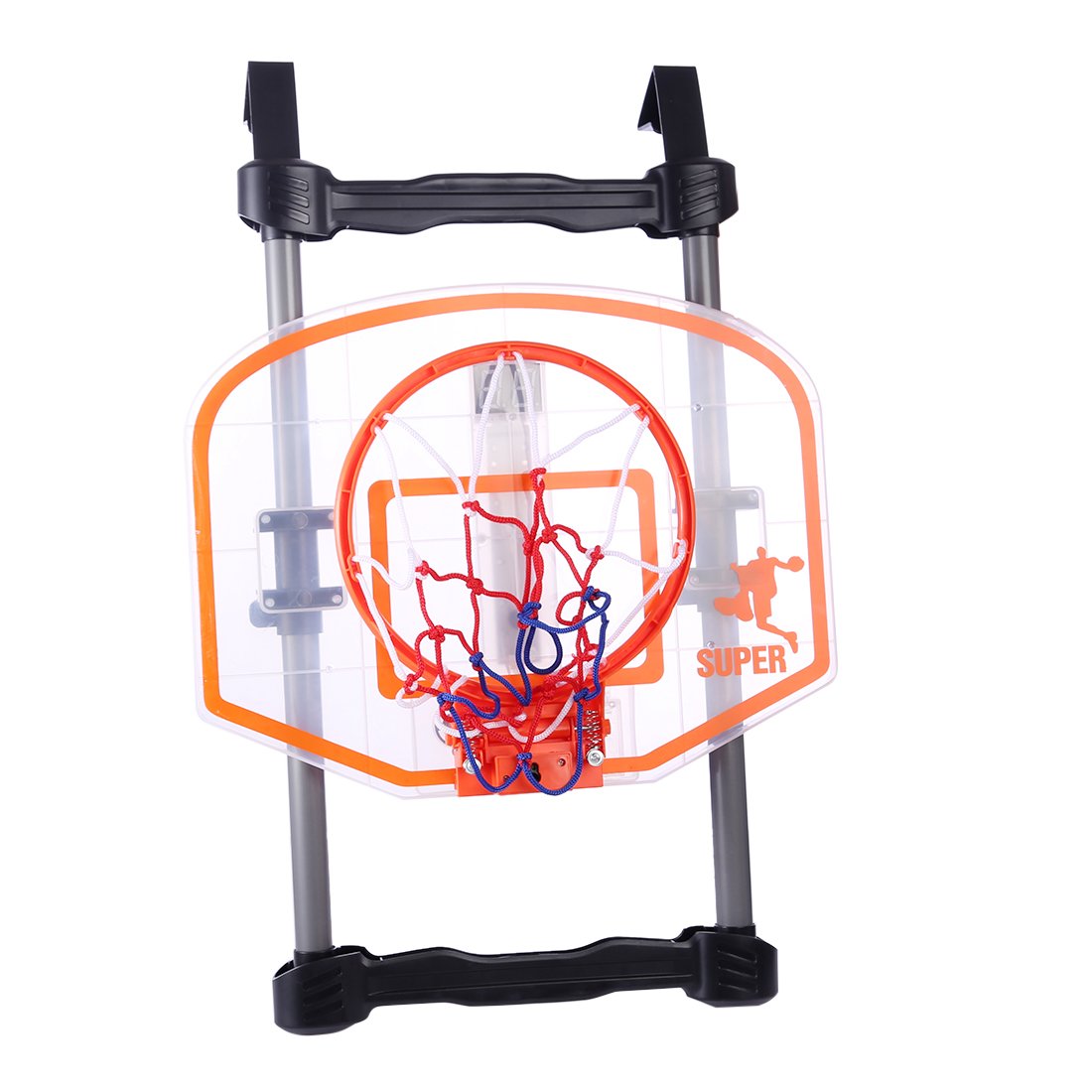 Cos de Baschet idealSTORE, Super Basketball Dimensiuni 65 x 43 x 32 cm, Include o tabla de marcaj cu numarul loviturilor, O minge, Carlige pentru atasarea cosului, si o pompa cu ac, Ajuta la rabdarea si precizia copilului