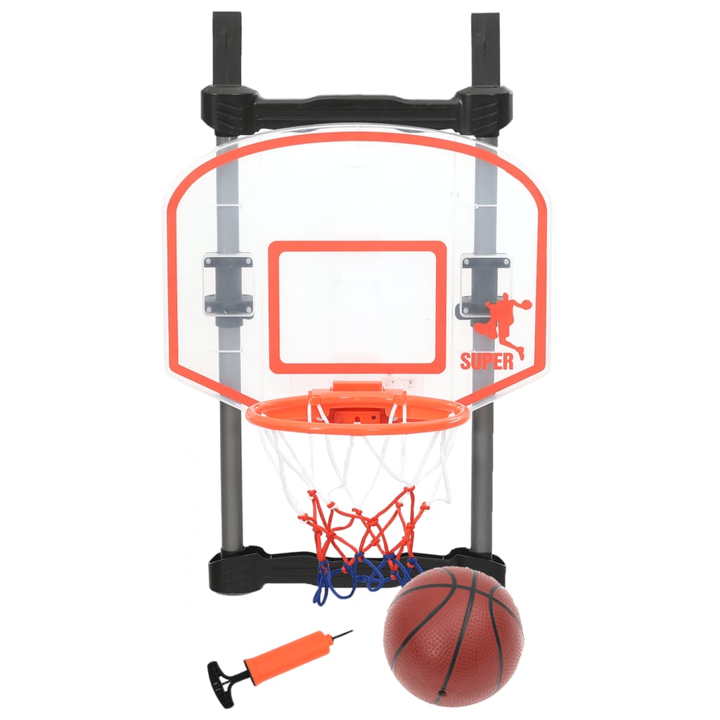 Cos de Baschet idealSTORE, Super Basketball Dimensiuni 65 x 43 x 32 cm, Include o tabla de marcaj cu numarul loviturilor, O minge, Carlige pentru atasarea cosului, si o pompa cu ac, Ajuta la rabdarea si precizia copilului