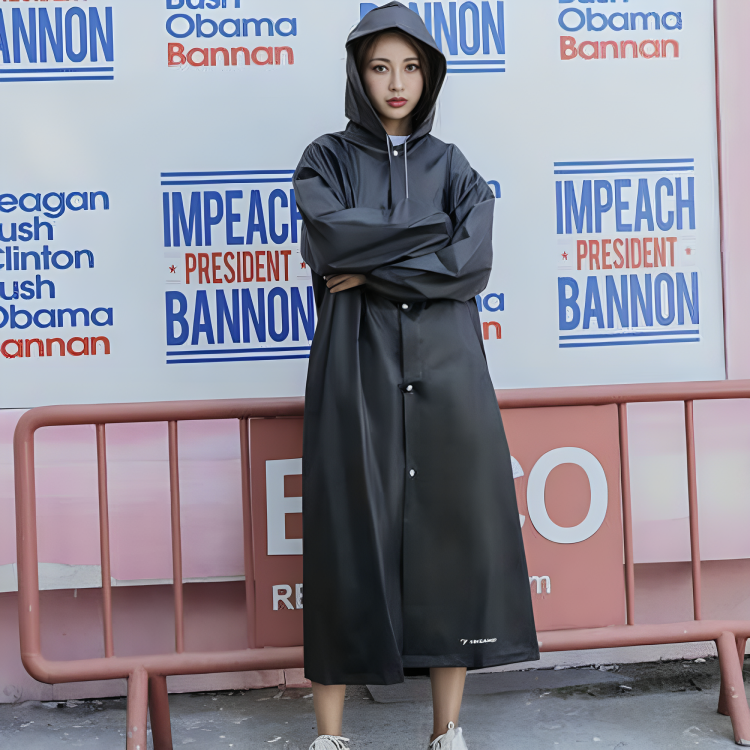 Pelerina de Ploaie Impermeabila idealSTORE, Lungime 110 cm, Confectionata din Material EVA, Prindere cu Capse, Gluga cu snur, Ideal pentru Camping, Drumetii, Pescuit