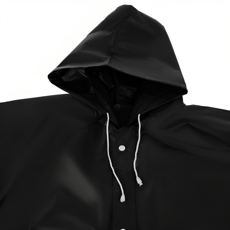 Pelerina de Ploaie Impermeabila idealSTORE, Lungime 110 cm, Confectionata din Material EVA, Prindere cu Capse, Gluga cu snur, Ideal pentru Camping, Drumetii, Pescuit