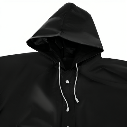 Pelerina de Ploaie Impermeabila idealSTORE, Lungime 110 cm, Confectionata din Material EVA, Prindere cu Capse, Gluga cu snur, Ideal pentru Camping, Drumetii, Pescuit