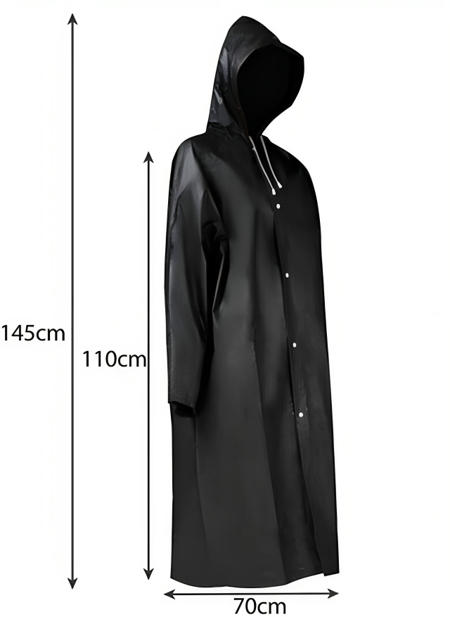 Pelerina de Ploaie Impermeabila idealSTORE, Lungime 110 cm, Confectionata din Material EVA, Prindere cu Capse, Gluga cu snur, Ideal pentru Camping, Drumetii, Pescuit