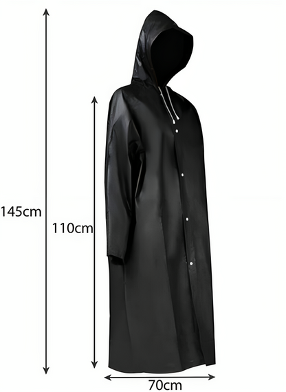 Pelerina de Ploaie Impermeabila idealSTORE, Lungime 110 cm, Confectionata din Material EVA, Prindere cu Capse, Gluga cu snur, Ideal pentru Camping, Drumetii, Pescuit