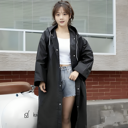 Pelerina de Ploaie Impermeabila idealSTORE, Lungime 110 cm, Confectionata din Material EVA, Prindere cu Capse, Gluga cu snur, Ideal pentru Camping, Drumetii, Pescuit