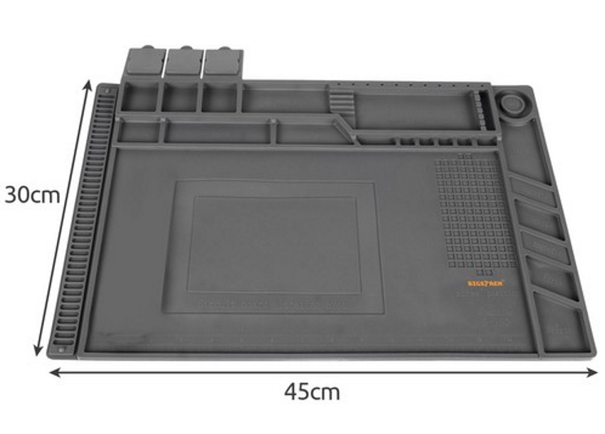 Covoras Multifunctional idealSTORE Anti-Static din Silicon, Dimensiuni 45 x 30 cm, Include 4 Buzunare Magnetice, Linii de Marcare si Masurare, Ideal pentru Reparatii Electronice, Service GSM, Rezistent la Temperaturi Ridicate