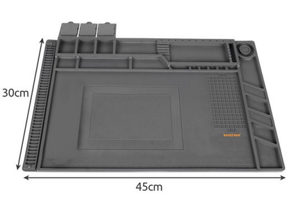 Covoras Multifunctional idealSTORE Anti-Static din Silicon, Dimensiuni 45 x 30 cm, Include 4 Buzunare Magnetice, Linii de Marcare si Masurare, Ideal pentru Reparatii Electronice, Service GSM, Rezistent la Temperaturi Ridicate