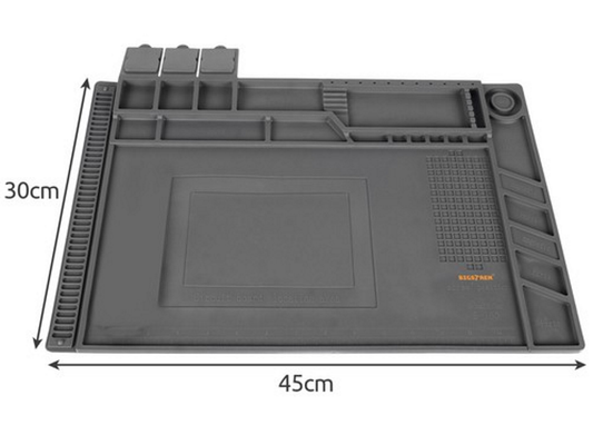 Covoras Multifunctional idealSTORE Anti-Static din Silicon, Dimensiuni 45 x 30 cm, Include 4 Buzunare Magnetice, Linii de Marcare si Masurare, Ideal pentru Reparatii Electronice, Service GSM, Rezistent la Temperaturi Ridicate
