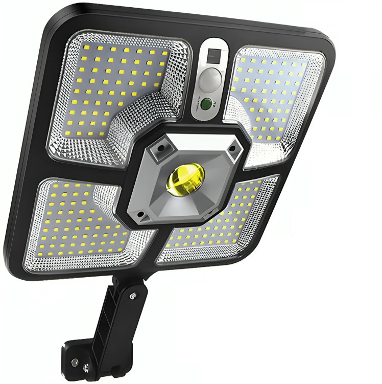 Lampa Solara cu Telecomanda idealSTORE, Dimensiuni 36, 5 x 23 x 4, 5 cm, Compusa din 4 segmente de 55 de diode SMD, Senzor de Miscare 5m, WATERPROOF, 4 Moduri de Operare, Material ABS + plastic, Unghi de iluminare 120, Putere 8W