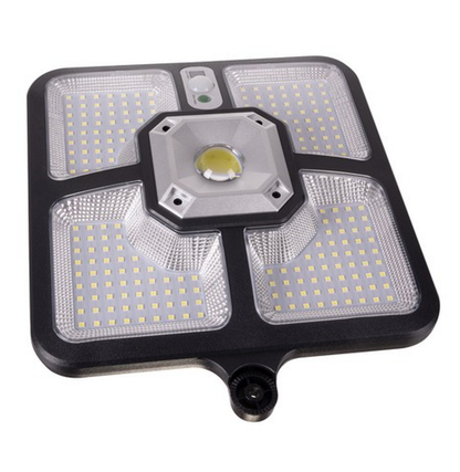 Lampa Solara cu Telecomanda idealSTORE, Dimensiuni 36, 5 x 23 x 4, 5 cm, Compusa din 4 segmente de 55 de diode SMD, Senzor de Miscare 5m, WATERPROOF, 4 Moduri de Operare, Material ABS + plastic, Unghi de iluminare 120, Putere 8W