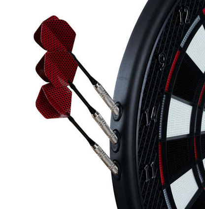 Dart Electronic idealSTORE Dimensiuni 43 x 51,5 cm, DISPLAYS LCD, Include 6 sageti cu 24 de varfuri de rezerva, Disponibile pana la 423 de combinatii de jocuri, Numar jucatori maxim 16 persoane, Dezvolta abilitatile manuale si Dexteritatea