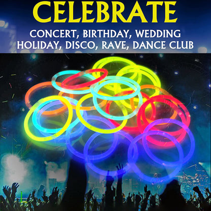 Betisoare Luminioase Fluorescente idelSTORE, Dimensiune: 20 x 0,5 cm, Include 100 de Bucati in 8 Culori diferite, Rezistente la Apa, Autonomie 10-14 ore, Perfect pentru Petreceri, Cluburi, Nunti, Zile de nastere, Concerte
