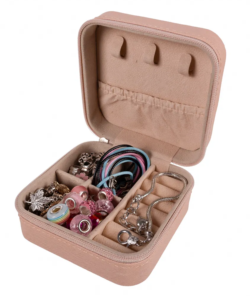 Set Creatie Bratari-Coliere Princess idealSTORE, Include 69 de Elemente, 3 Baze de Coliere, 3 Bratari, Pandative in Diferite Forme, Include o Cutie cu Fermoar pentru Depozitare, Dezvolta Abilitatile Artistice