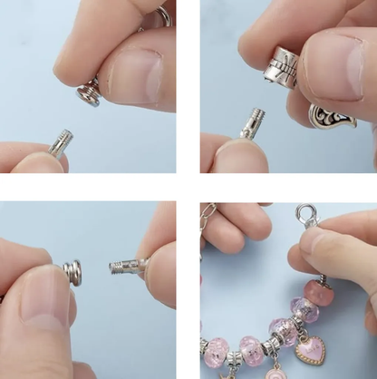 Set Creatie Bratari-Coliere Princess idealSTORE, Include 69 de Elemente, 3 Baze de Coliere, 3 Bratari, Pandative in Diferite Forme, Include o Cutie cu Fermoar pentru Depozitare, Dezvolta Abilitatile Artistice