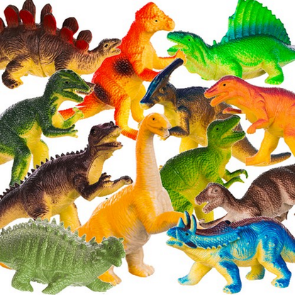 Set 12 Dinozauri de Jucarie idealSTORE, Dimensiuni 8, 5-12, 5 cm, Jucarii Interactive pentru copii mici, Stimuleaza imaginatia copiilor, Calatorie in Timp
