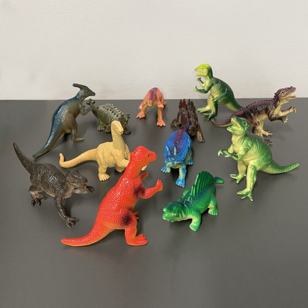 Set 12 Dinozauri de Jucarie idealSTORE, Dimensiuni 8, 5-12, 5 cm, Jucarii Interactive pentru copii mici, Stimuleaza imaginatia copiilor, Calatorie in Timp