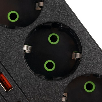 Prelungitor idealSTORE cu 8 Prize, 3 Porturi USB si un Port USB-C, Sarcina maxima 10 A, Lungime Cablu 2m, Comutator Pornit-Oprit, Protectie IP20, Protectie copii, Incarcare rapida