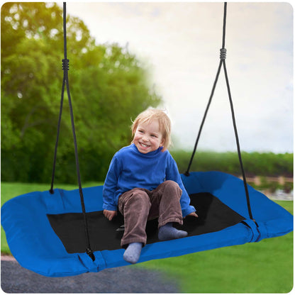 Leagan tip cuib pentru copii dreptunghiular XXL 110 x 70 cm 150 kg Neo-Sport Albastru