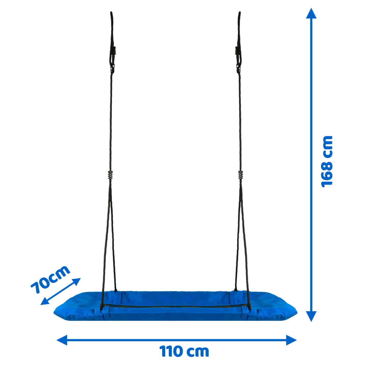 Leagan tip cuib pentru copii dreptunghiular XXL 110 x 70 cm 150 kg Neo-Sport Albastru