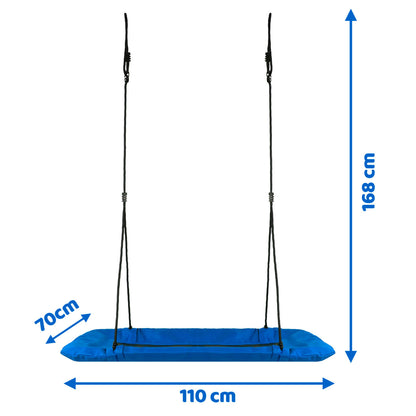 Leagan tip cuib pentru copii dreptunghiular XXL 110 x 70 cm 150 kg Neo-Sport Albastru