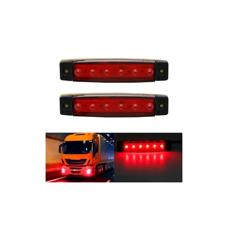 Set 4 Lampi Laterale idealSTORE, LED 12-24V, 9520 mm, iluminare Superioara, pentru Camioane, Remorci, Autobuze, Culoare Rosu