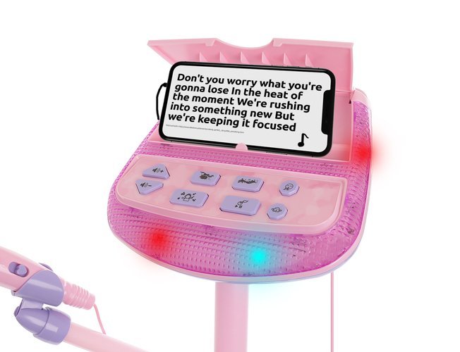 Set idealStore Karaoke, conectare la telefon sau MP3, melodii memorate, volum control, trepied reglabil, efecte sonore si de iluminare