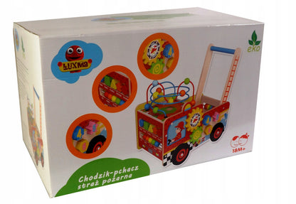 Premergator Interactiv din Lemn IDL, Crazy Junior Mix, Accesorizat cu diverse elemente educationale ce incurajeaza Dezvoltarea PSIHOMOTORIE a celor mici, Ajuta la coordonarea mana-ochi si stimuleaza imaginatia copilului, Pictat cu vopsele ecologice