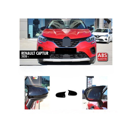 Set 2 Capace Oglinzi tip BATMAN idealSTORE pentru Renault Captur 2020->, culoare Piano Black - Negru Lucios, Montaj Usor, Rezistent UV, Material Premium