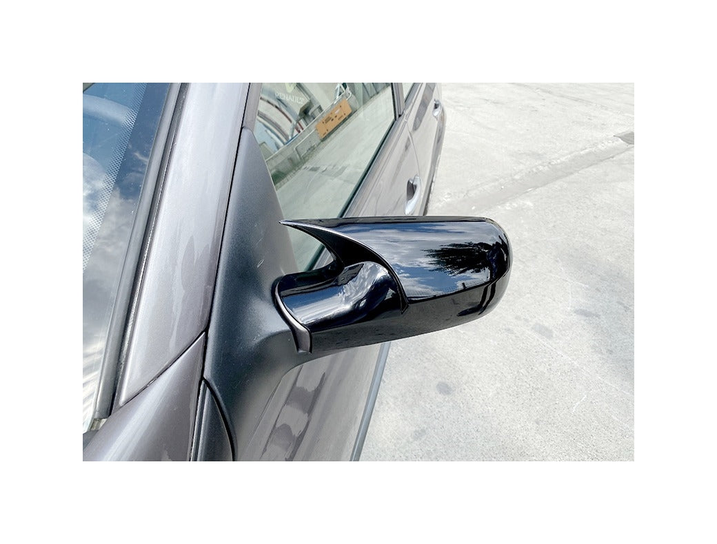 Set 2 Capace Oglinzi tip BATMAN idealSTORE pentru Renault Megane II 2002-2009, culoare Piano Black - Negru Lucios, Montaj Usor, Rezistent UV, Material Premium